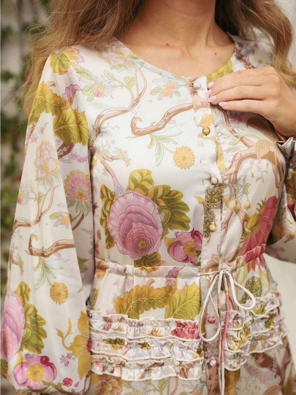 Dainty Jewells Pink & Cream Floral Button-Front Robe